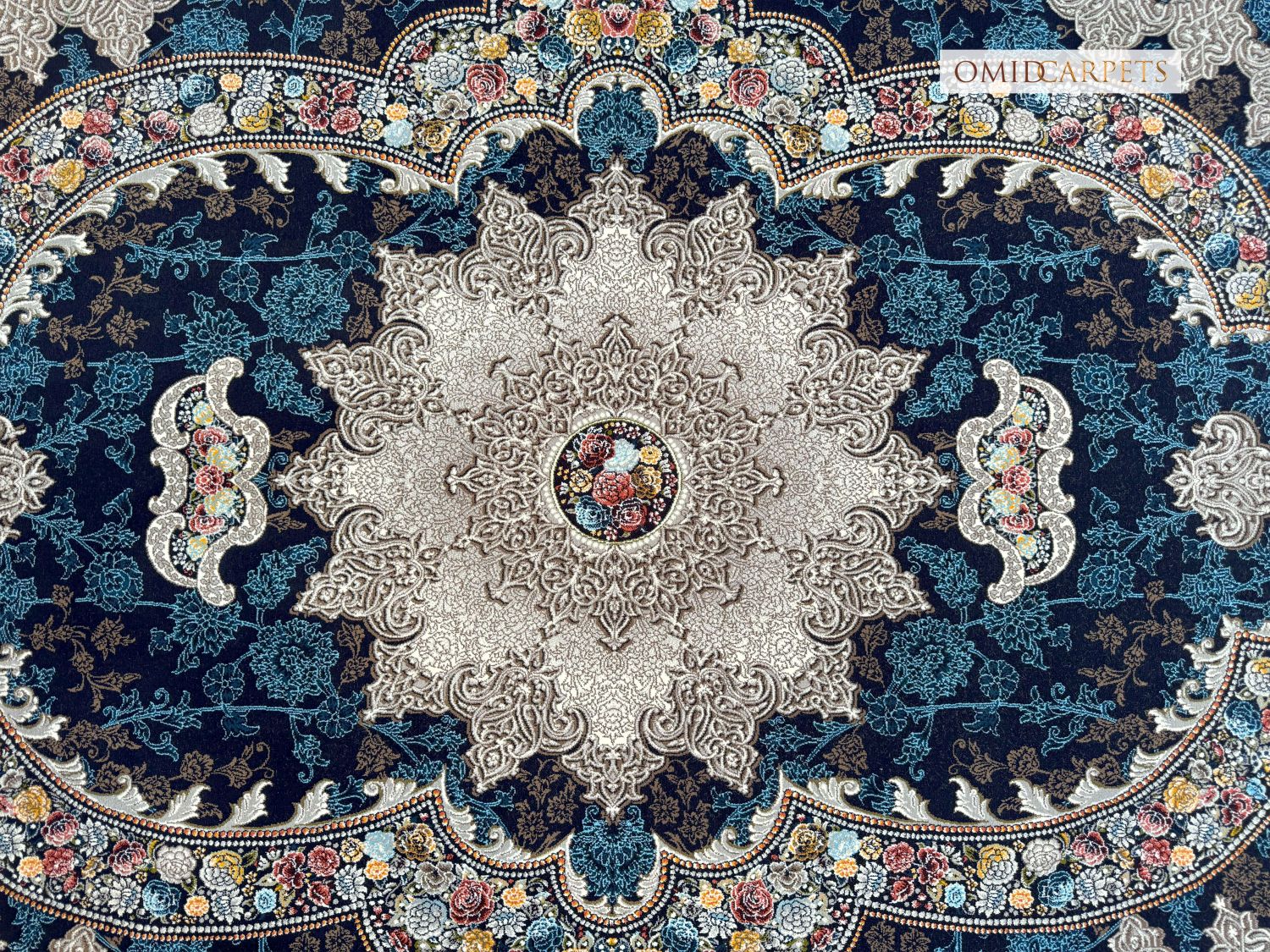 Blauw Tapijt Laagpolig Klassiek Vloerkleed - Omid Premium Classic - 1,5 Miljoen punten/m²