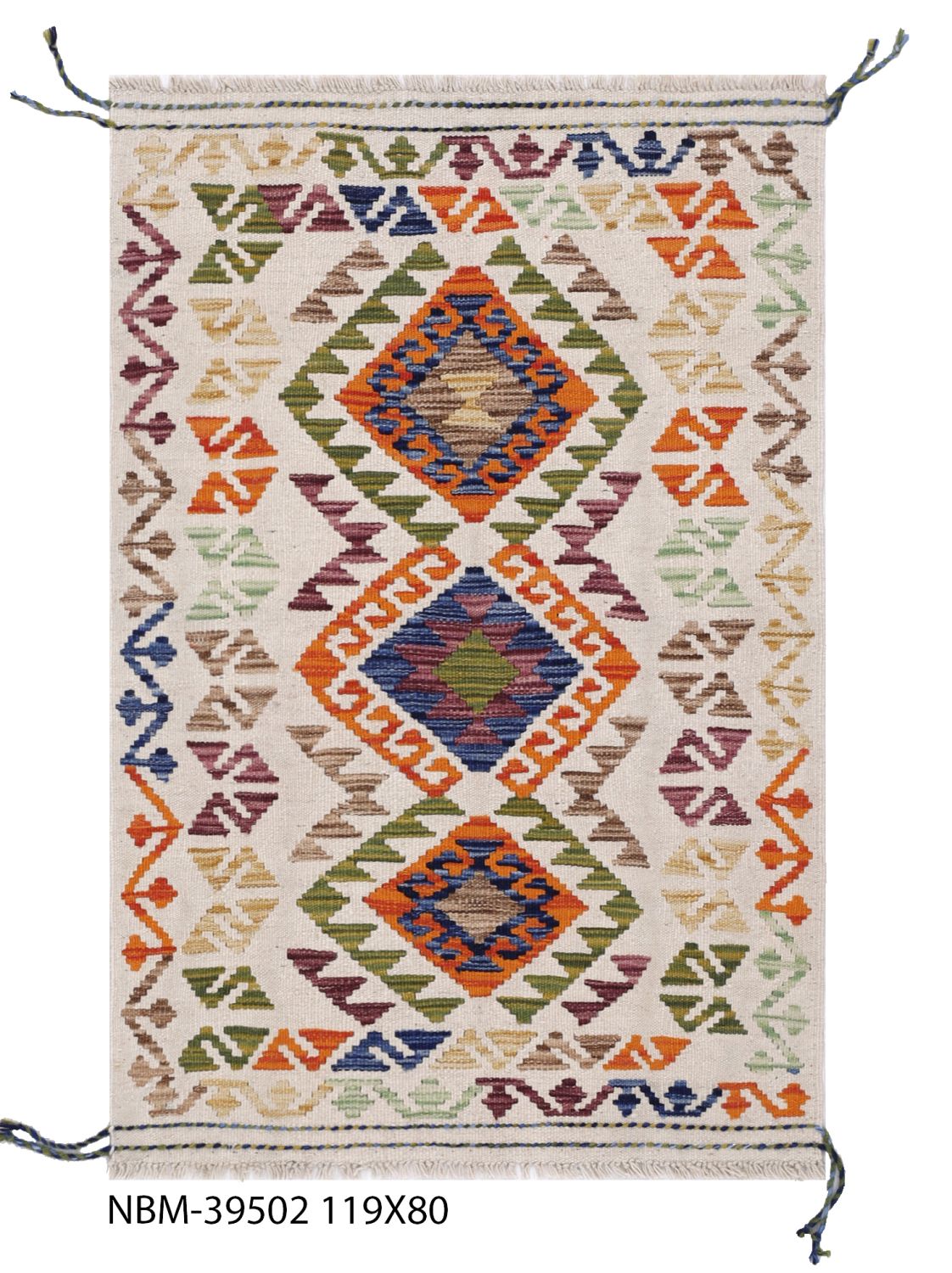 Kleurrijk Tapijt Laagpolig Handgeweven Wollen Vloerkleed - Omid Afghan Kelim 119x80