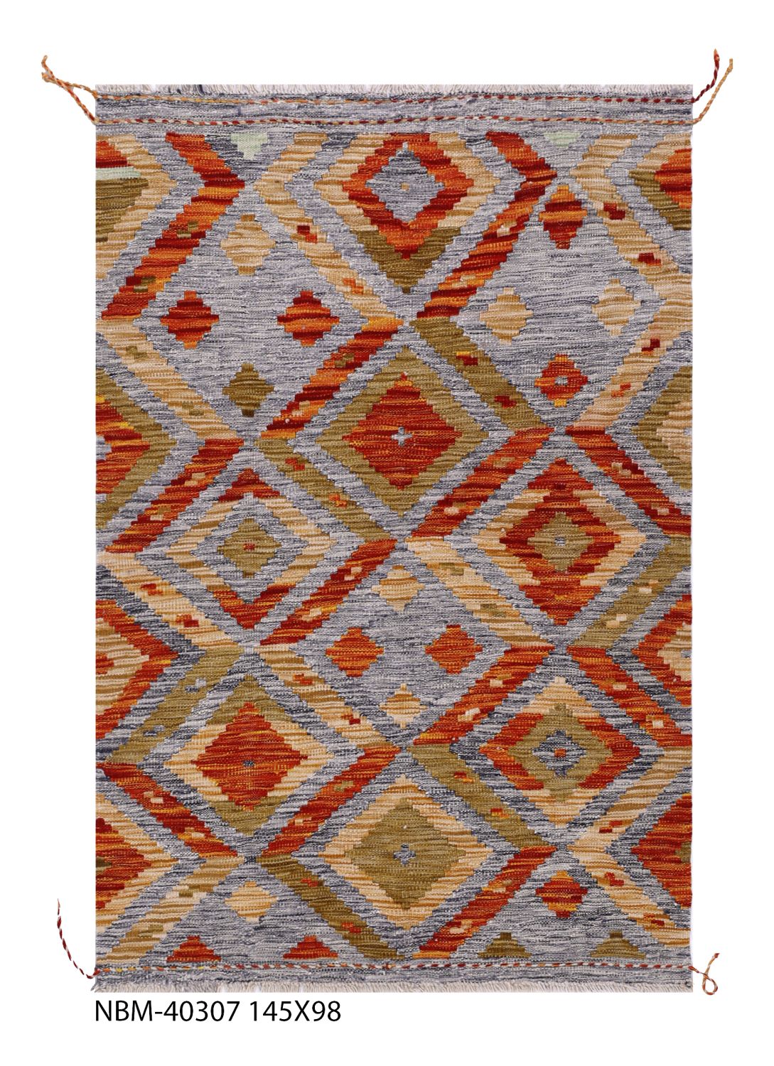 Kleurrijk Tapijt Laagpolig Handgeweven Wollen Vloerkleed - Omid Afghan Kelim 145x98