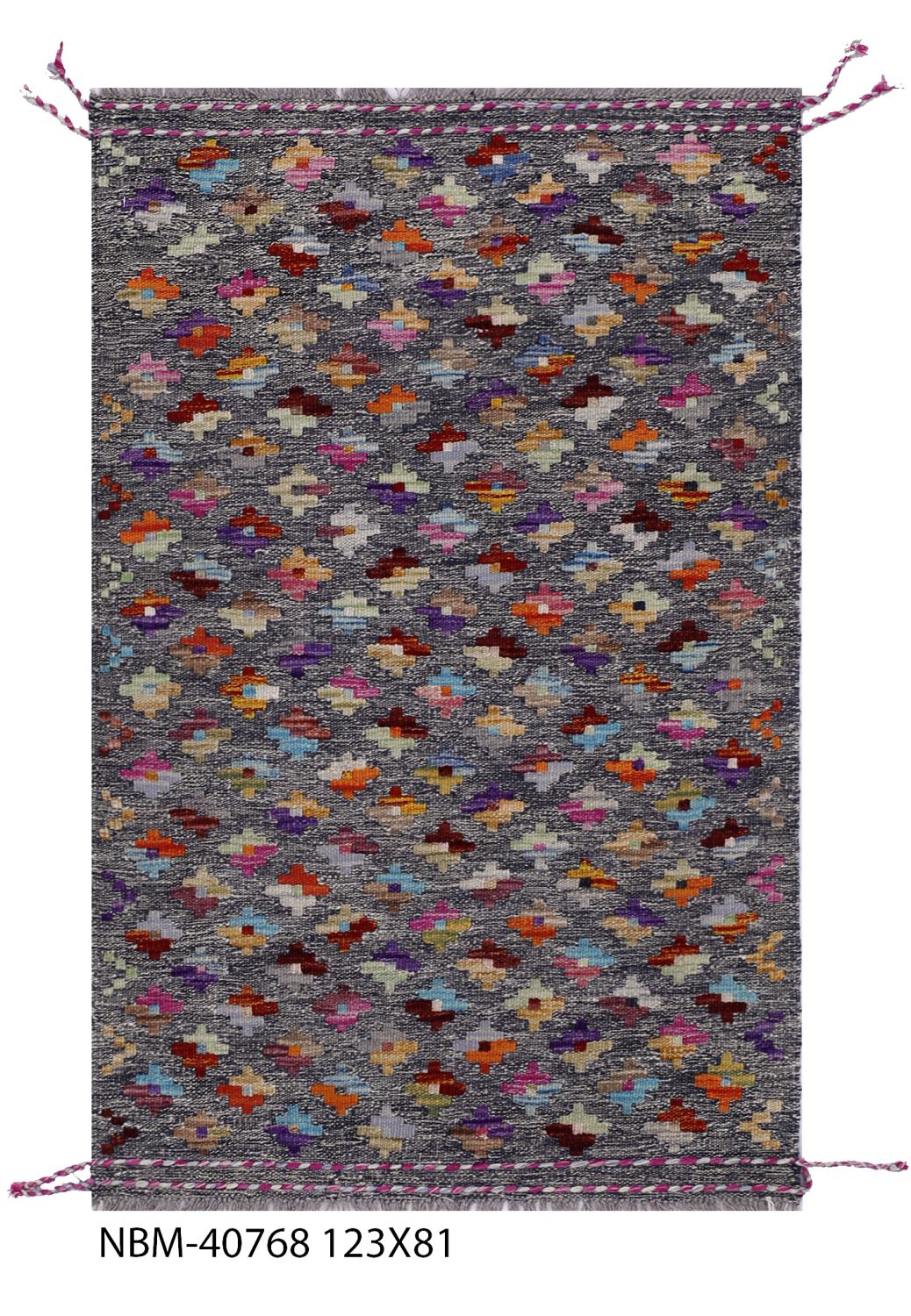 Kleurrijk Tapijt Laagpolig Handgeweven Wollen Vloerkleed - Omid Afghan Kelim 123x81