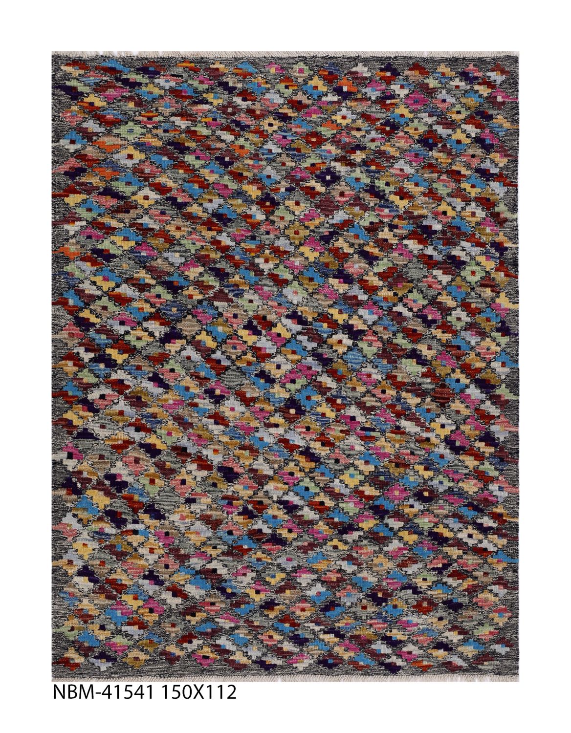 Kleurrijk Tapijt Laagpolig Handgeweven Wollen Vloerkleed - Omid Afghan Kelim 150x112
