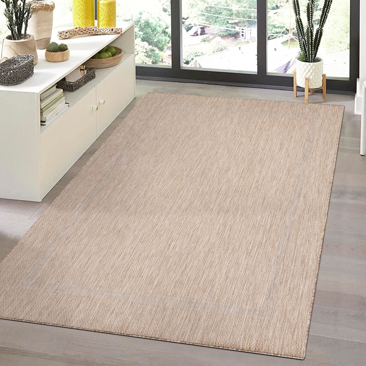 Beige Tapijt Laagpolig Vloerkleed Omid  Indoor-Outdoor Harmony