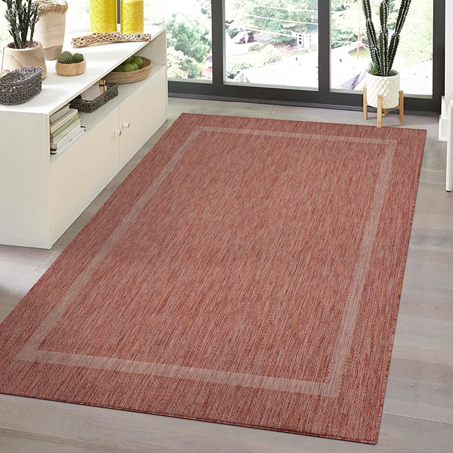 Rood Tapijt Laagpolig Vloerkleed Omid  Indoor-Outdoor Harmony