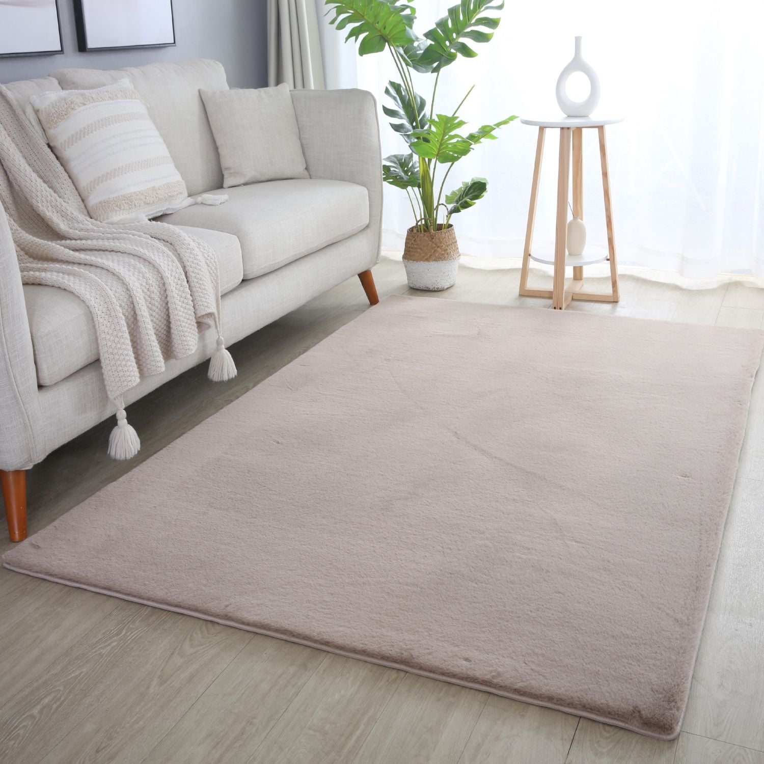 Beige Tapijt Laagpolig Vloerkleed Omid  SingleShade