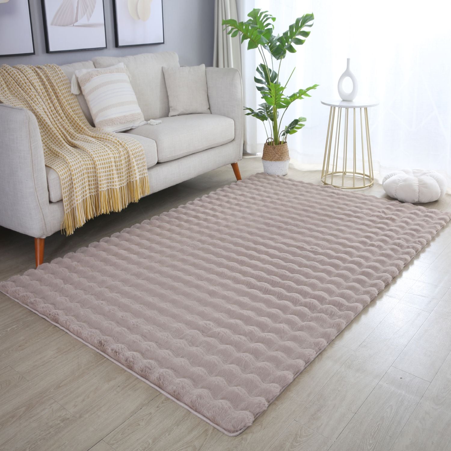 Beige Tapijt Laagpolig Vloerkleed Omid Calming Canvas