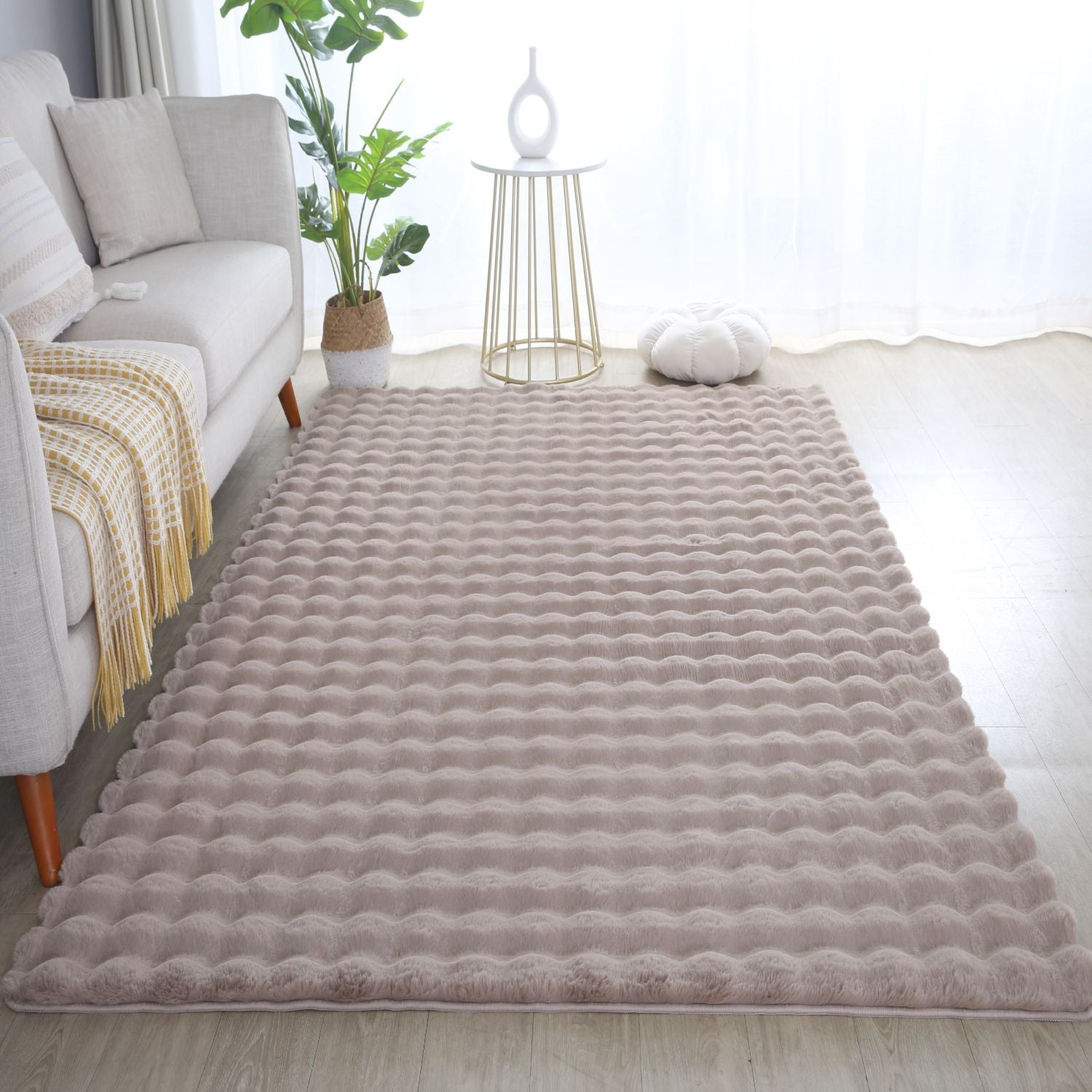 Beige Tapijt Laagpolig Vloerkleed Omid Calming Canvas