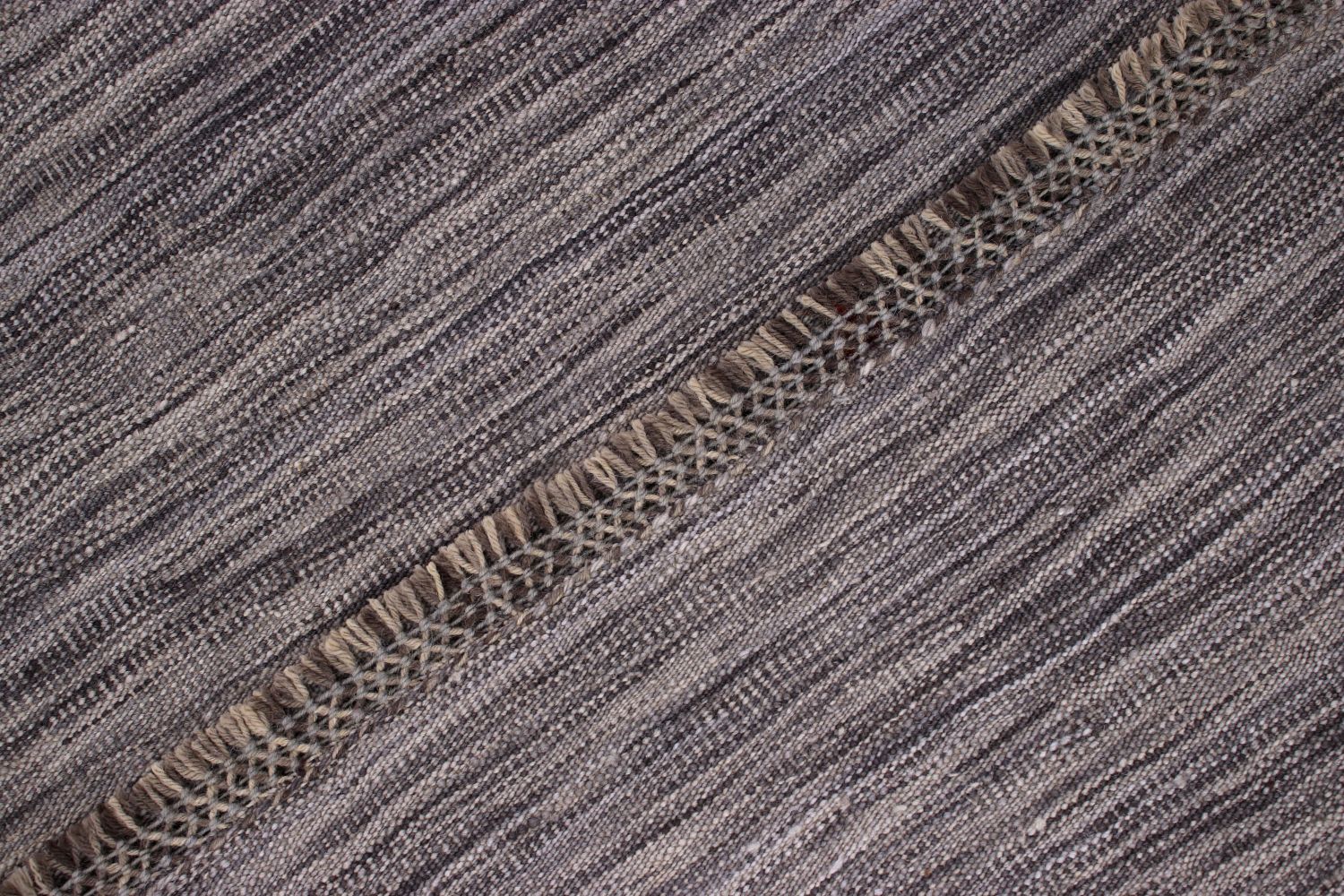 Grijs Tapijt Laagpolig Handgeweven Wollen Vloerkleed - Omid Afghan Modern Kelim 200x151