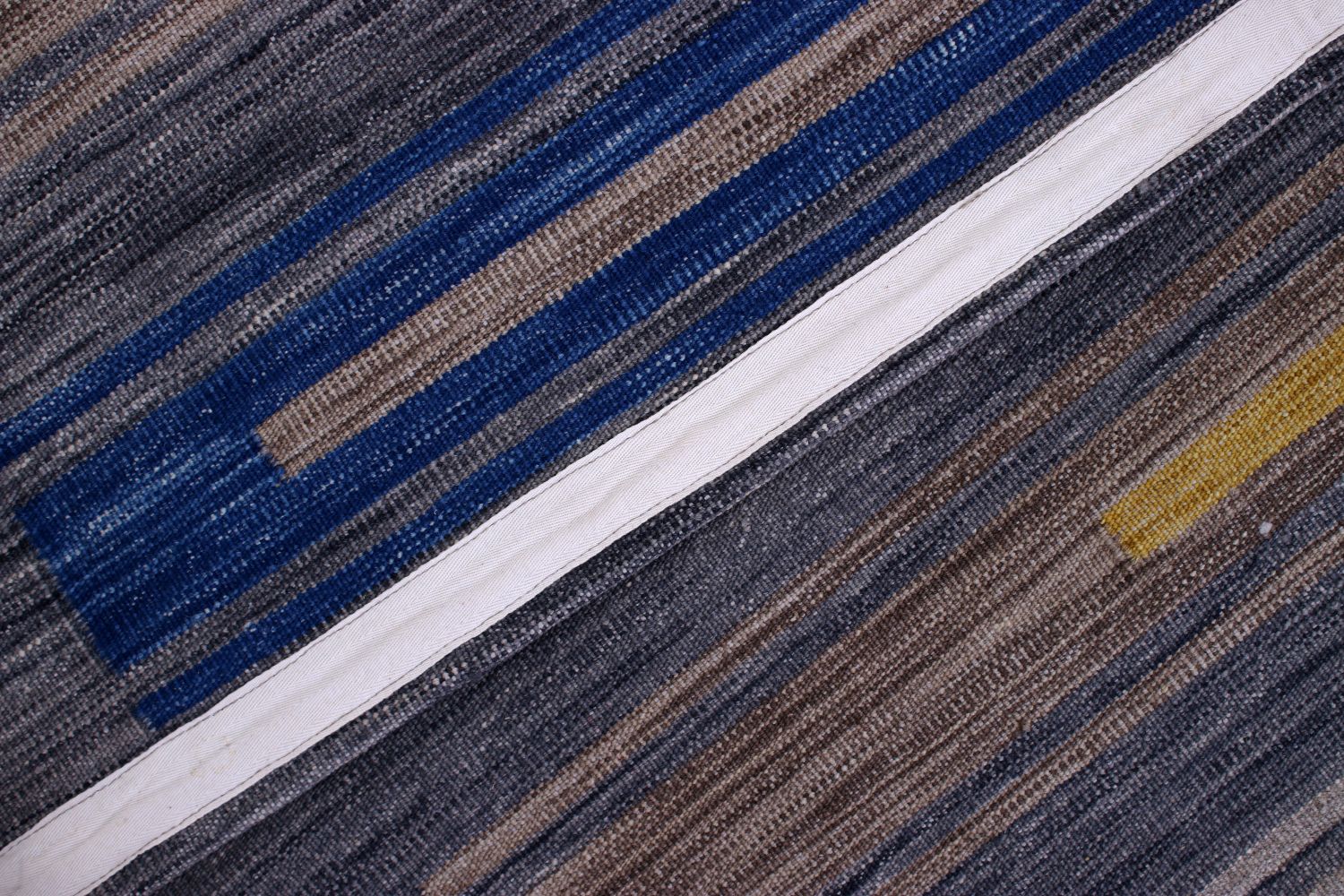 Blauw Tapijt Laagpolig Handgeweven Wollen Vloerkleed - Omid Afghan Modern Kelim 225x155