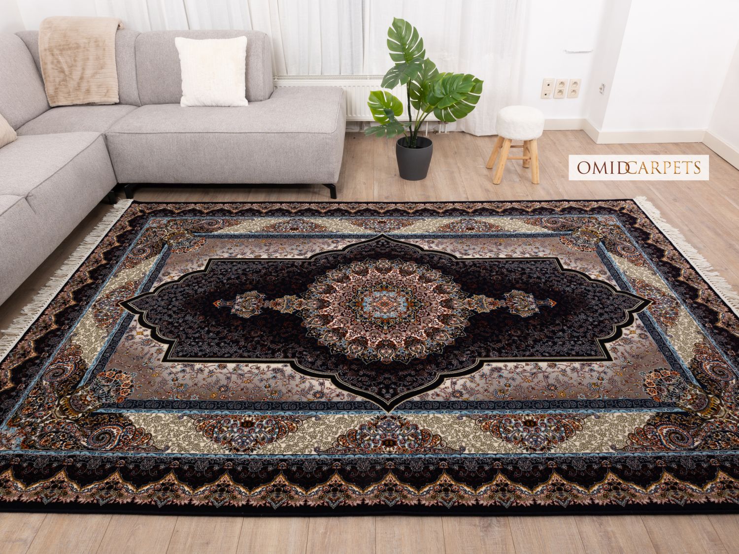 Blauw Tapijt Laagpolig Klassiek Vloerkleed - Omid Premium Classic - 1,5 Miljoen punten/m²