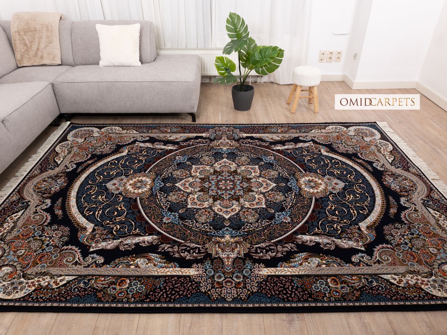 Blauw Tapijt Laagpolig Klassiek Vloerkleed - Omid Premium Classic - 1,5 Miljoen punten/m²