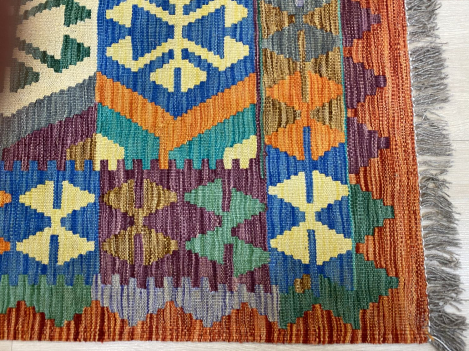 Kleurrijk Tapijt Laagpolig Handgeweven Wollen Vloerkleed - Omid Afghan Kelim 301x200cm